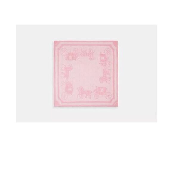 NWT Coach CM321 Signature Horse And Carriage Silk Square Scarf Flower Pink - Picture 1 of 3